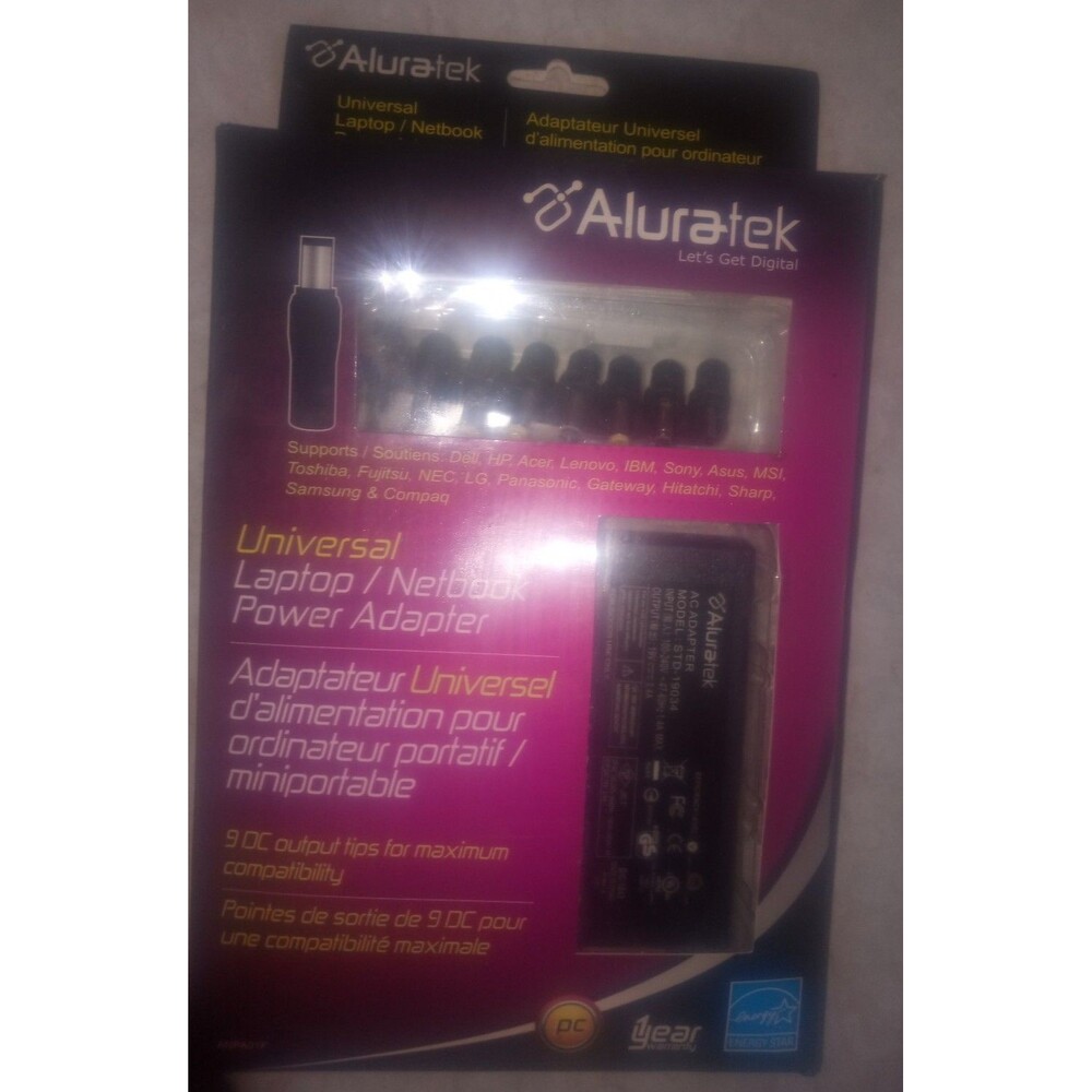 Aluratek universal labtop charger interchangable ends